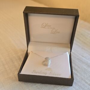 Love Silver Heart Necklace with Cubic Zirconia